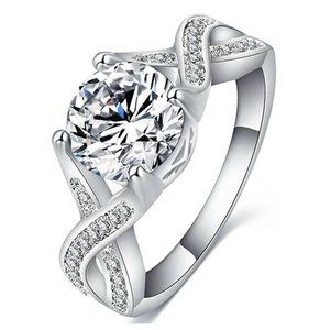 FENDINA Jewelry Womens Luxurious 18K White Gold Plated Cubic Zirconia Infinity